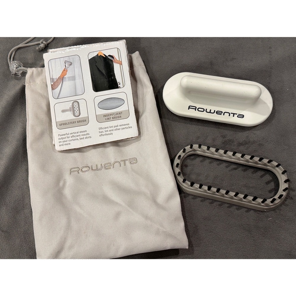 Rowenta Steamer Accessory Set Upholstery Brush Lint Brush and Storage Bag White